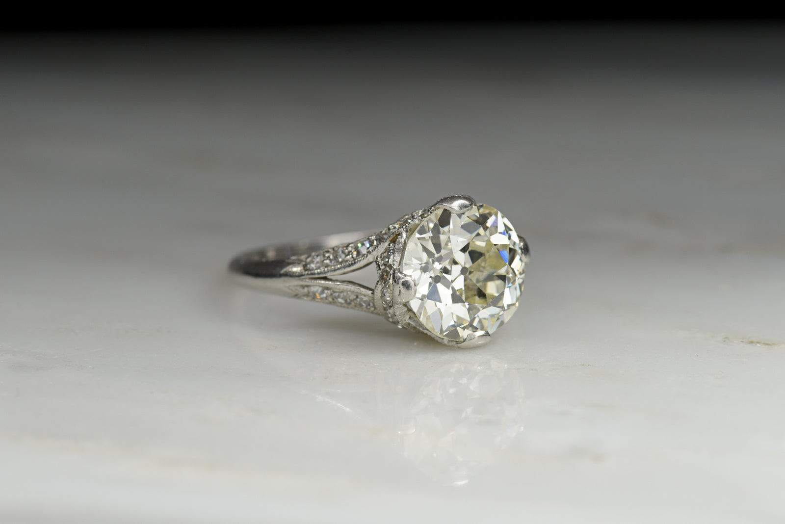 Antique Edwardian Engagement Ring with a GIA 1.82 Old European Cut Diamond