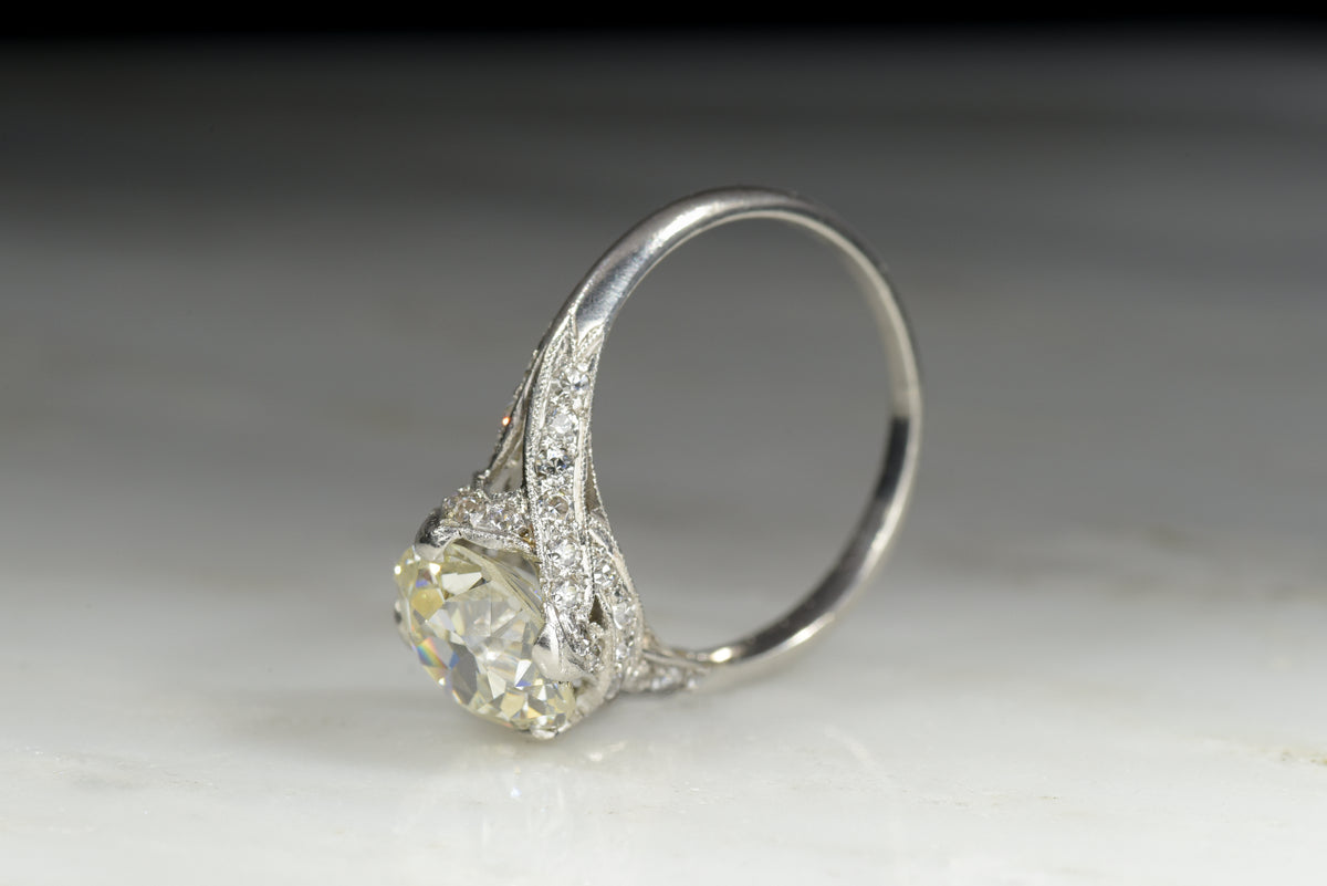 Antique Edwardian Engagement Ring with a GIA 1.82 Old European Cut Diamond