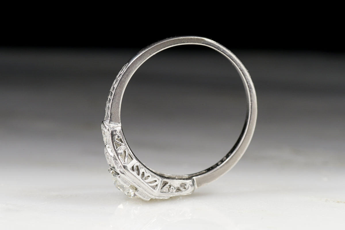Vintage Art Deco .65 Carat Early Old European Cut Diamond Engagement Ring