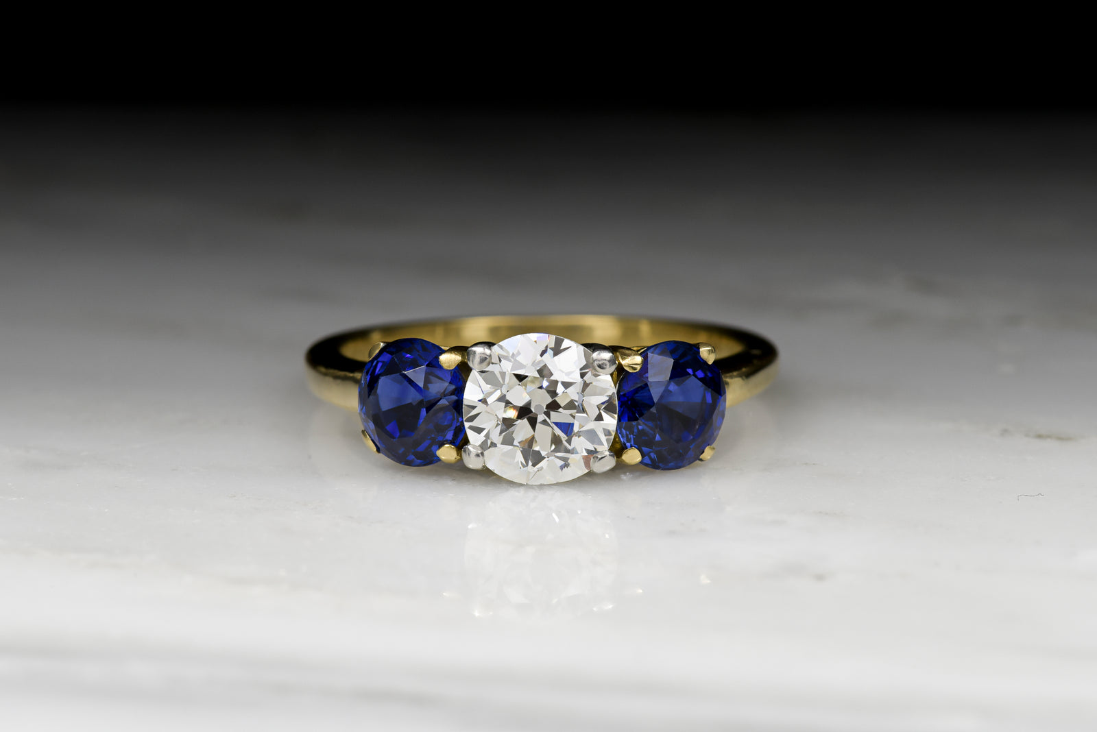 Vintage Tiffany & Co. Old European Cut Diamond and Sapphire Ring