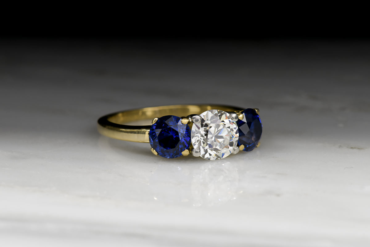 Vintage Tiffany &amp; Co. Old European Cut Diamond and Sapphire Ring