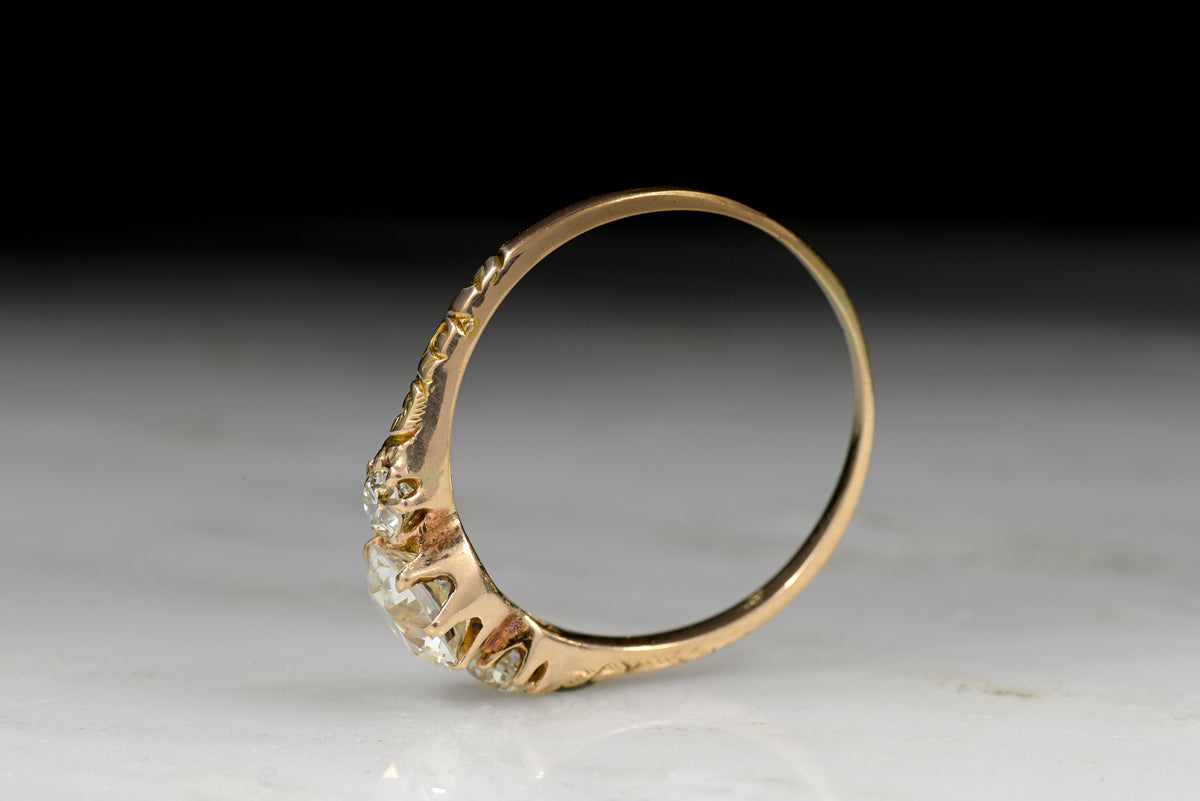 Antique Victorian Three-Stone Old European Cut Diamond Engagement Ring (1.14ctw)