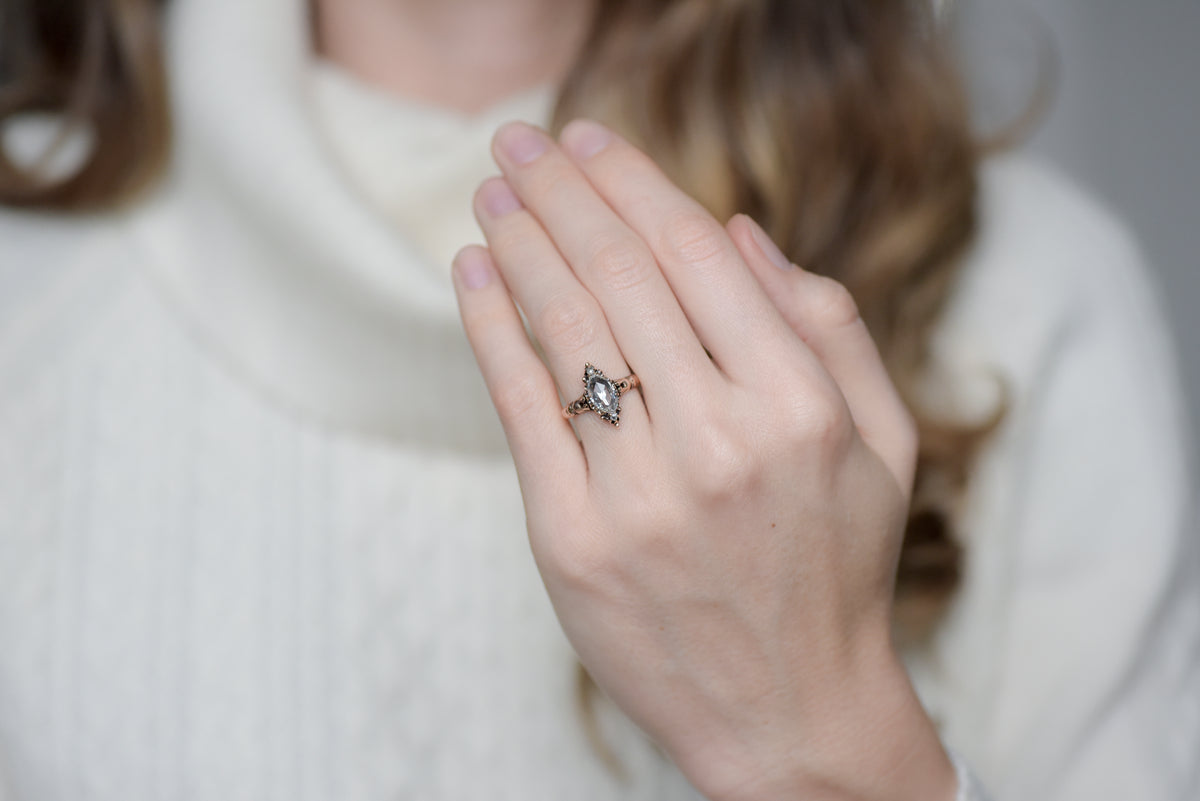 Antique / Vintage Victorian Marquise Cut Diamond Engagement Ring