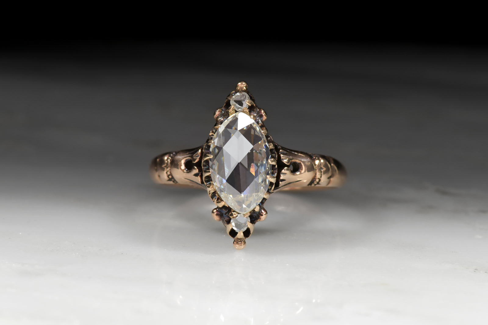 Antique / Vintage Victorian Marquise Cut Diamond Engagement Ring