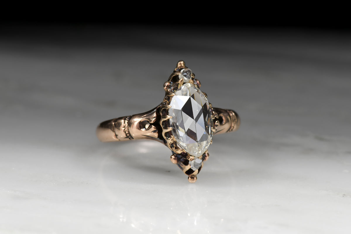 Antique / Vintage Victorian Marquise Cut Diamond Engagement Ring