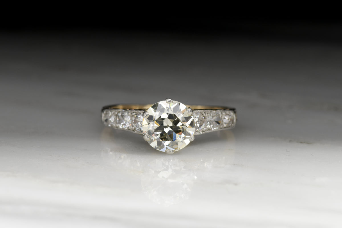 Antique Late Victorian / Early Edwardian 1.20 Carat Old European Cut Diamond Engagement Ring