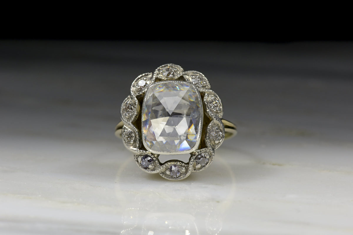Victorian Rose Cut Cushion Diamond Statement or Engagement Ring