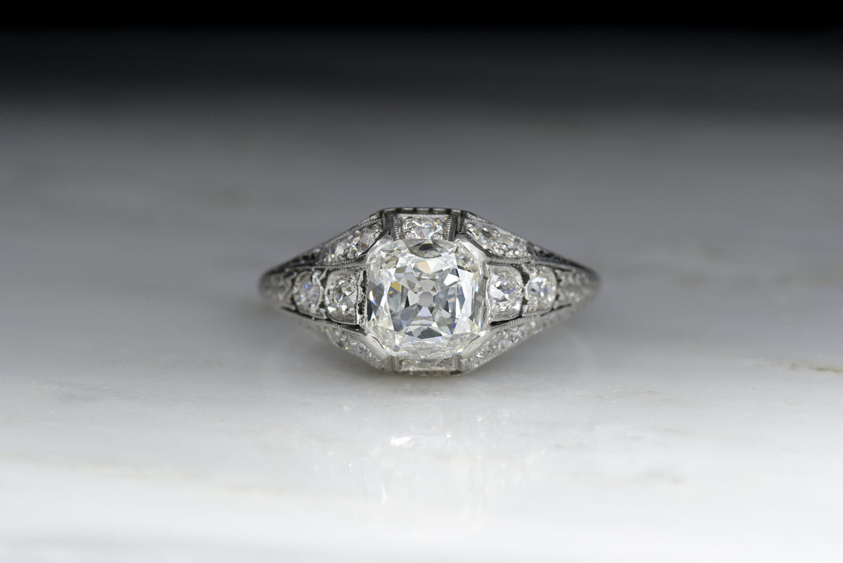 Antique Edwardian Engagement Ring with Old Mine Cut Diamond