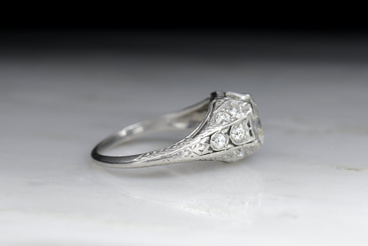 Antique Edwardian Engagement Ring with Old Mine Cut Diamond