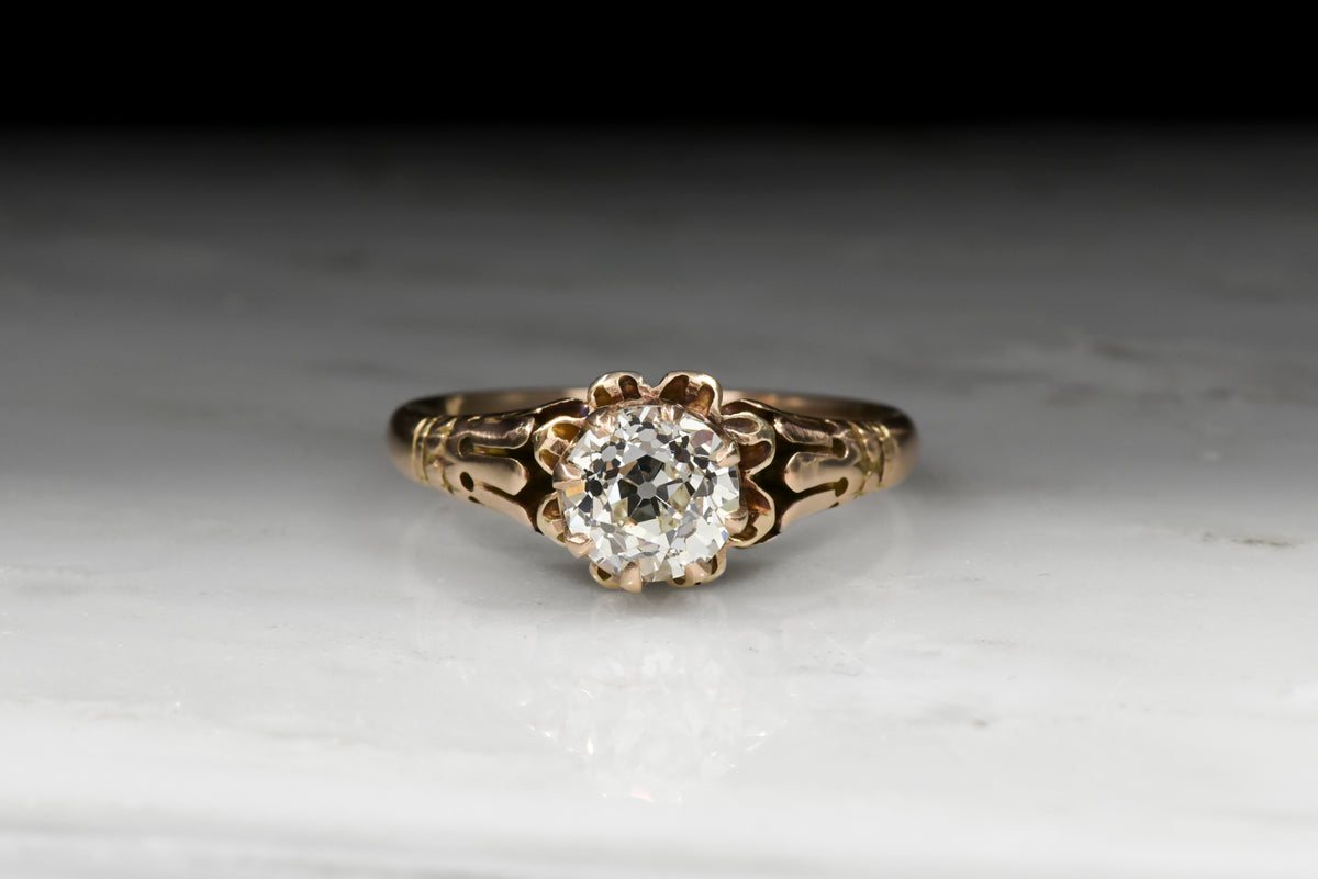 Victorian Engagement Ring: GIA Old European Cut Diamond in Rose Gold