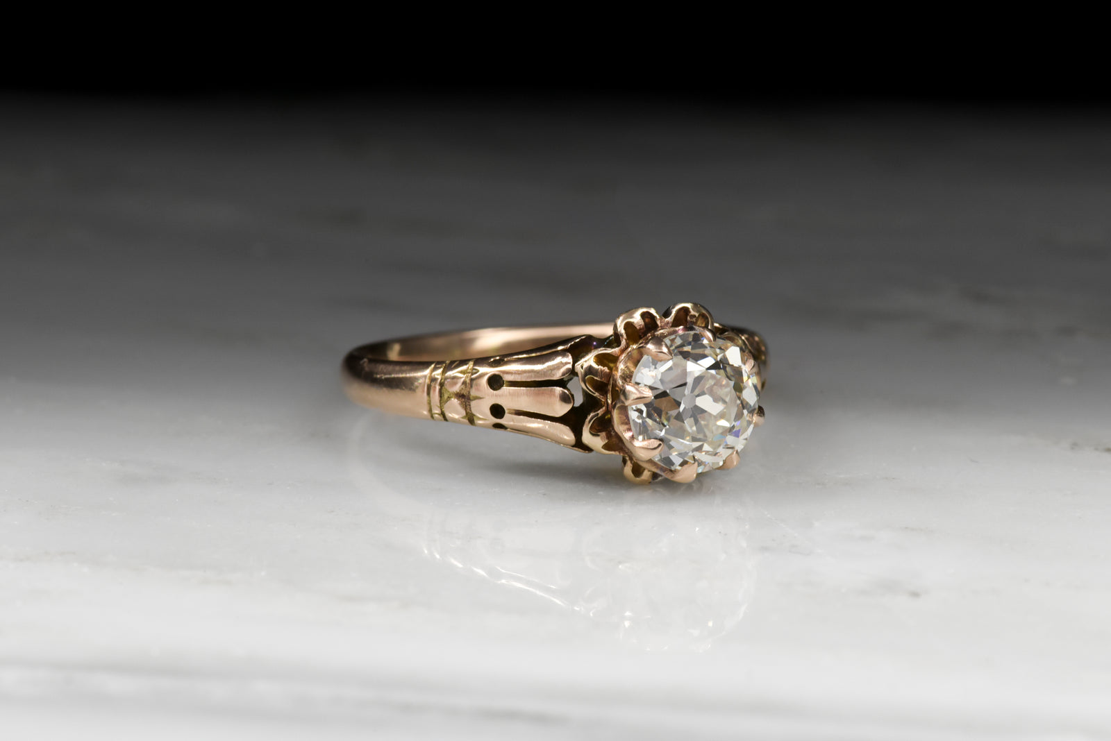Victorian Engagement Ring: GIA Old European Cut Diamond in Rose Gold