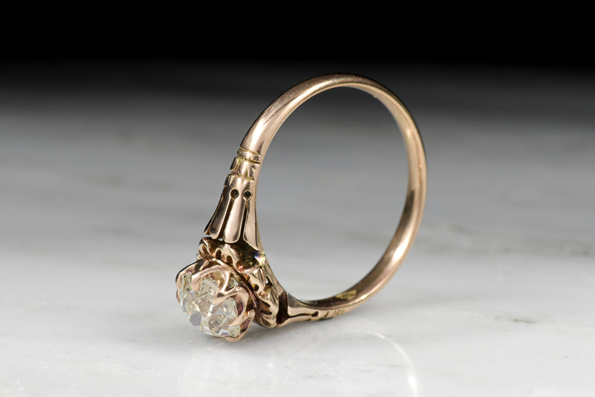 Victorian Engagement Ring: GIA Old European Cut Diamond in Rose Gold