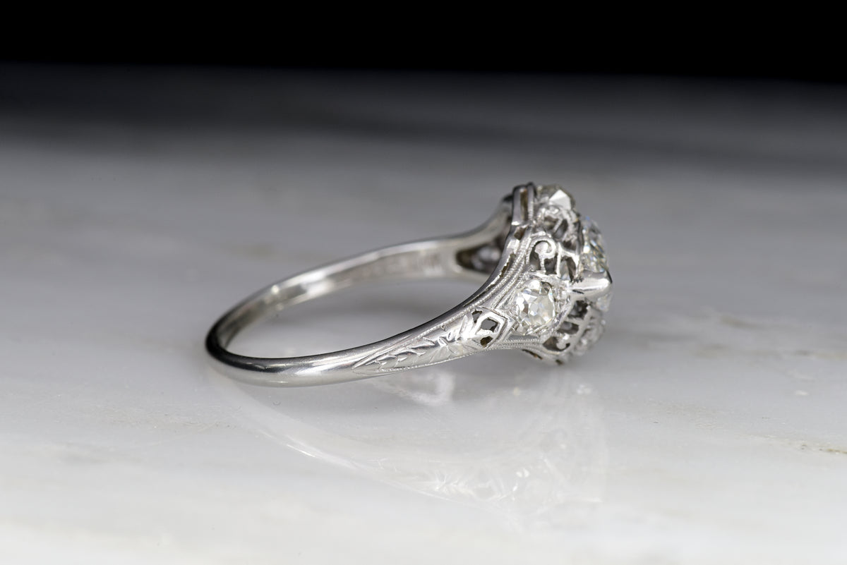 Vintage Edwardian Engagement Ring: GIA 1.25 Carat Marquise Cut Diamond