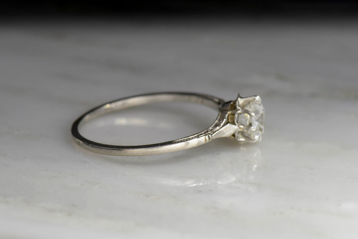 Late Edwardian Buttercup Ring With GIA Old European Cut Diamond