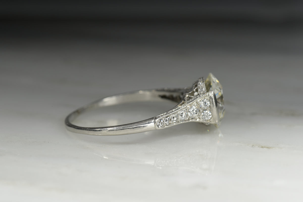 Edwardian Engagement Ring with a GIA 2.58 Carat Old European Cut Diamond