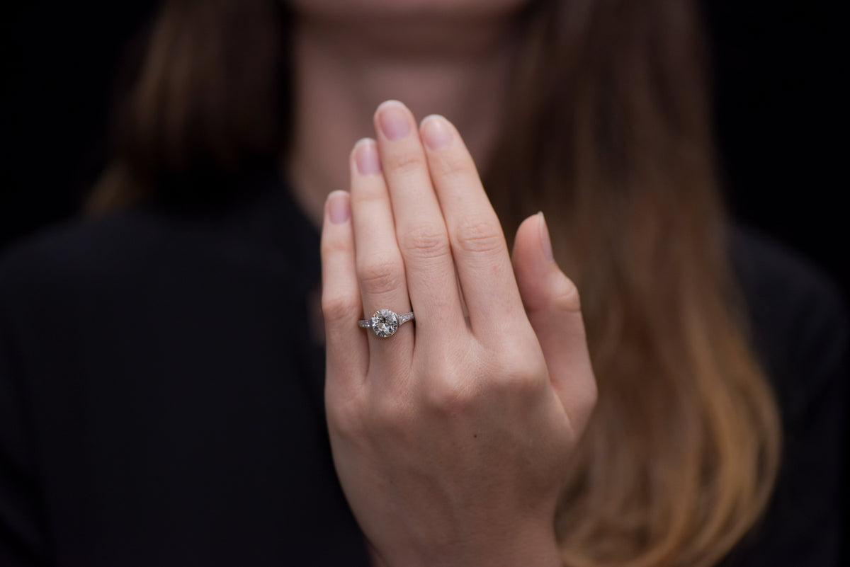 Edwardian Engagement Ring with a GIA 2.58 Carat Old European Cut Diamond