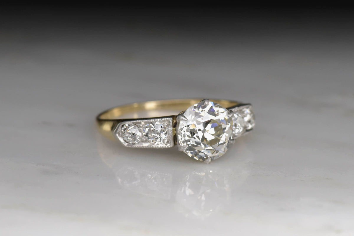 Belle Époque Gold and Platinum Diamond Engagement Ring