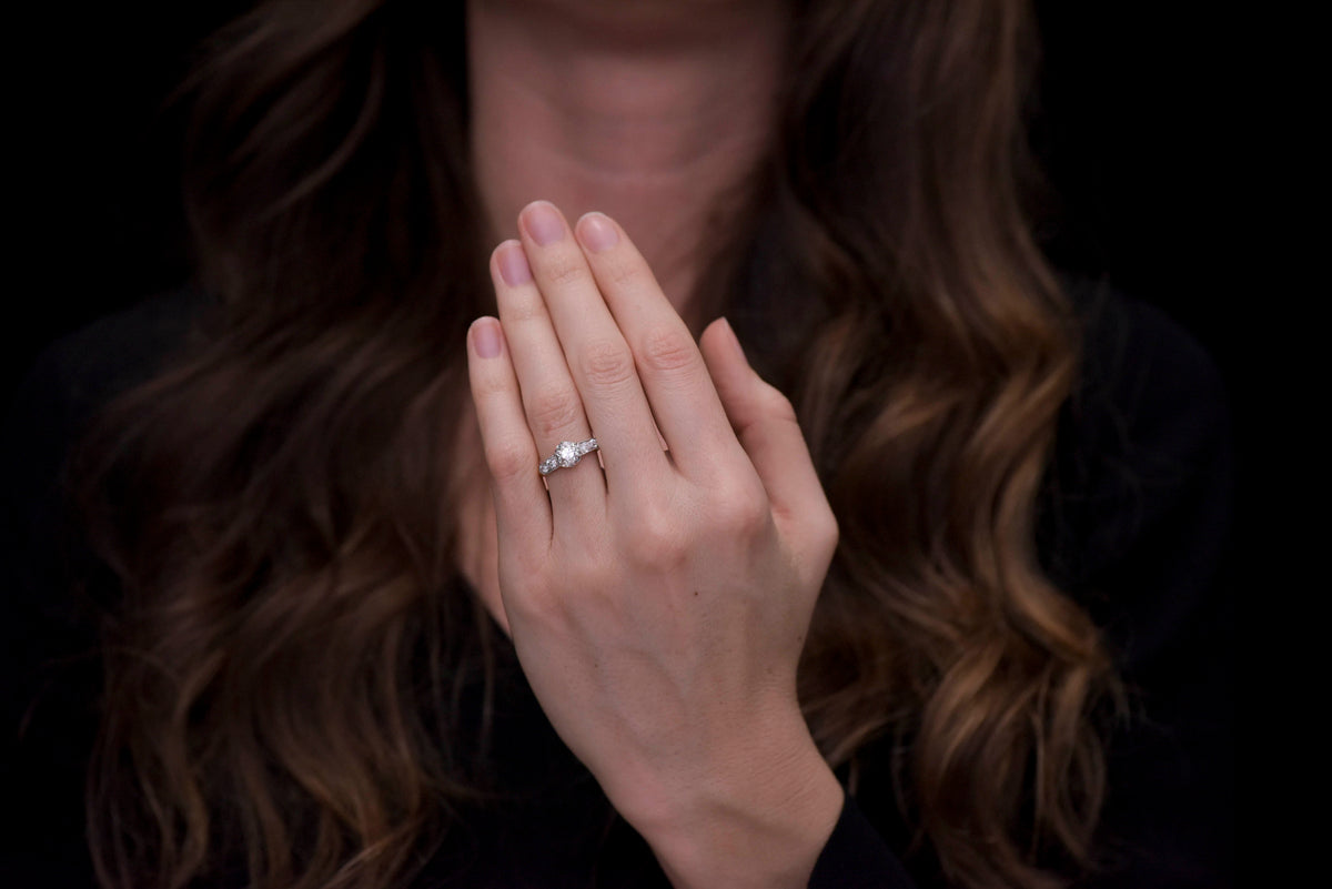 Belle Époque Gold and Platinum Diamond Engagement Ring