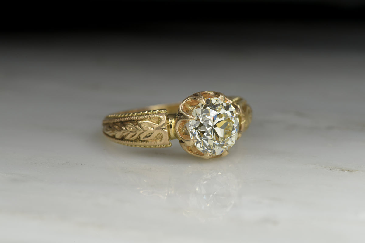 Victorian Engagement Ring with a GIA Certified 1.82 Carat Old European Cut Diamond