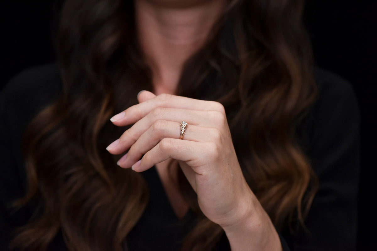 Victorian Belcher Engagement Ring with Deep-Relief Shoulders