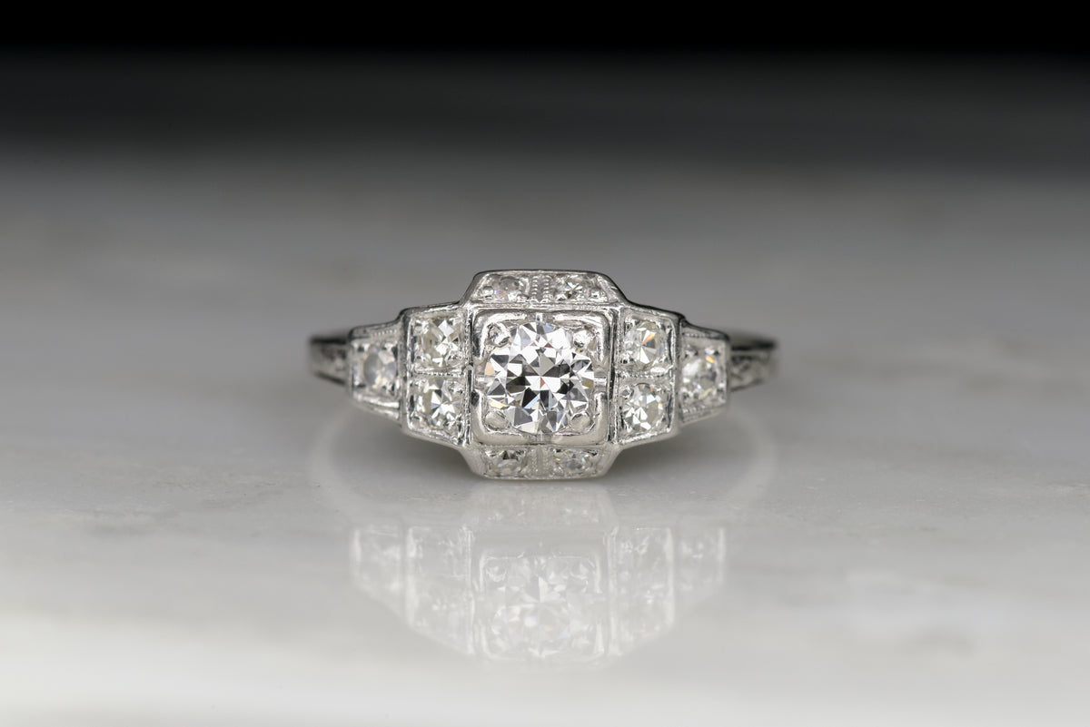 Art Deco / Retro Old European Cut Diamond Engagement Ring