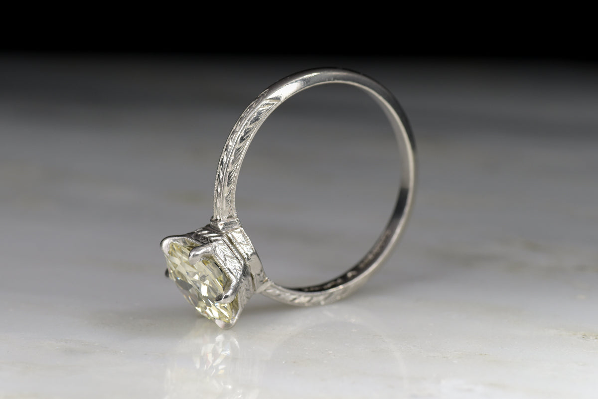 Late Edwardian Solitaire with a 1.59 Carat Old European Cut Diamond Center