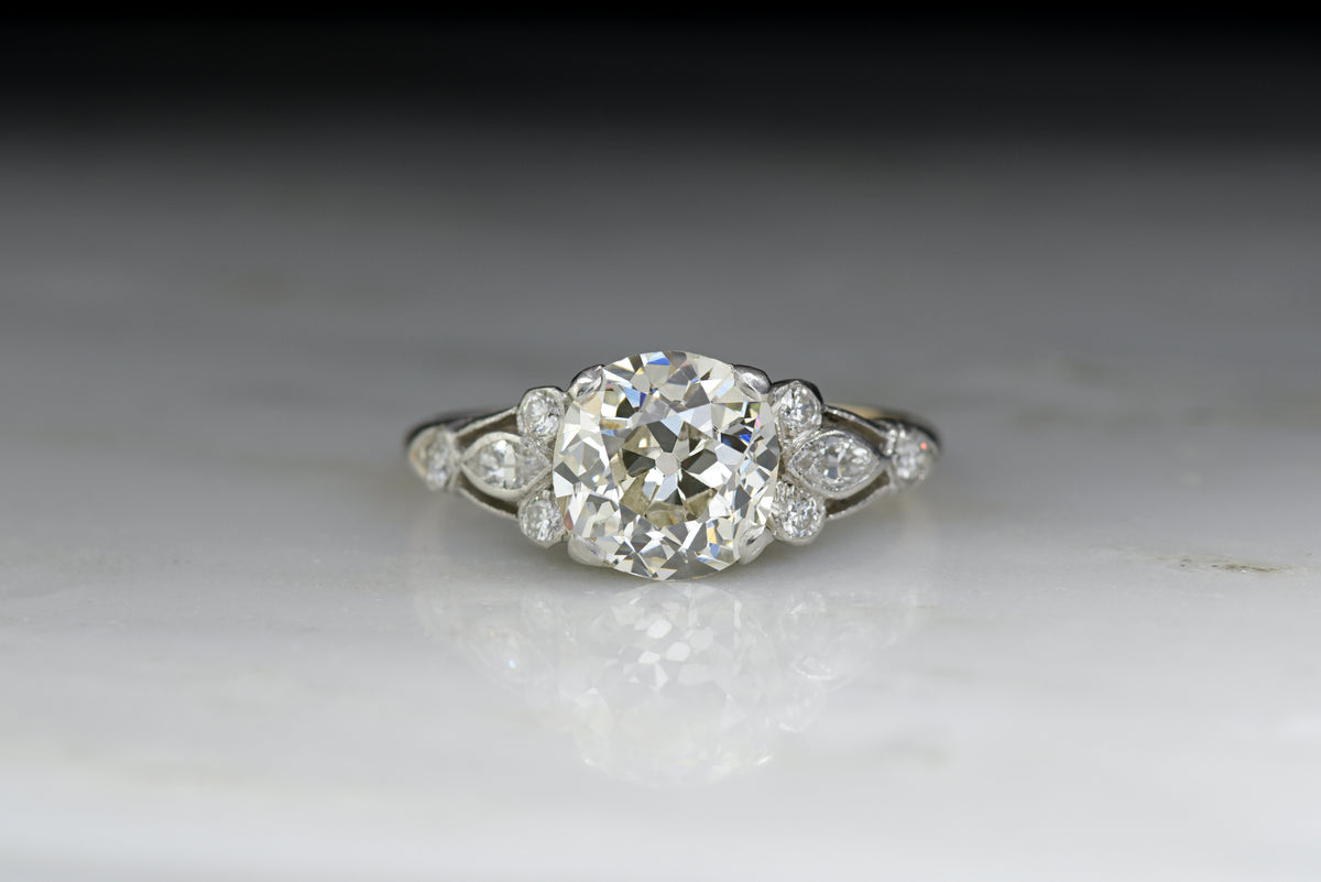 Art Deco / Victorian Revival Engagement Ring with a GIA 1.58 Carat Round Old Mine Cut Diamond Center