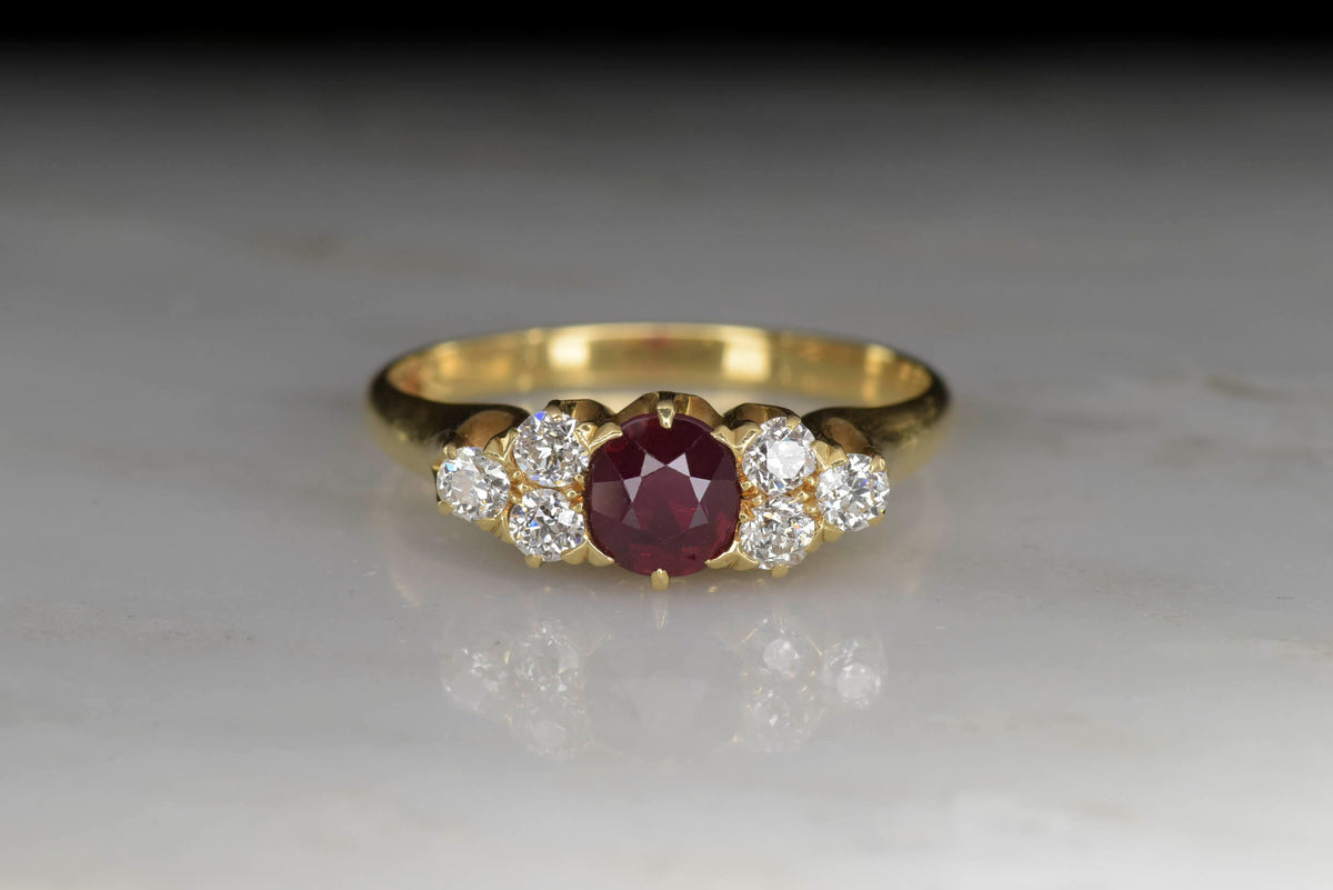 Vintage Birks Ruby and Diamond Ring in 18K Gold