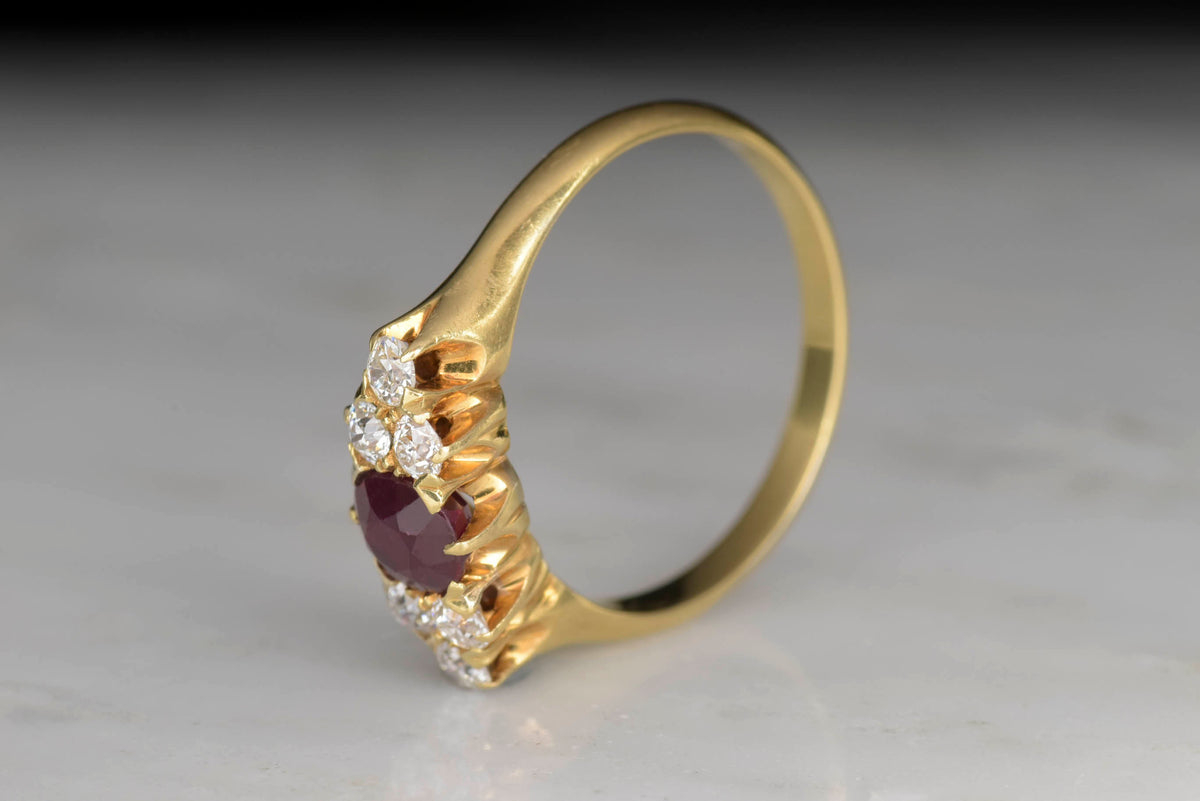Vintage Birks Ruby and Diamond Ring in 18K Gold