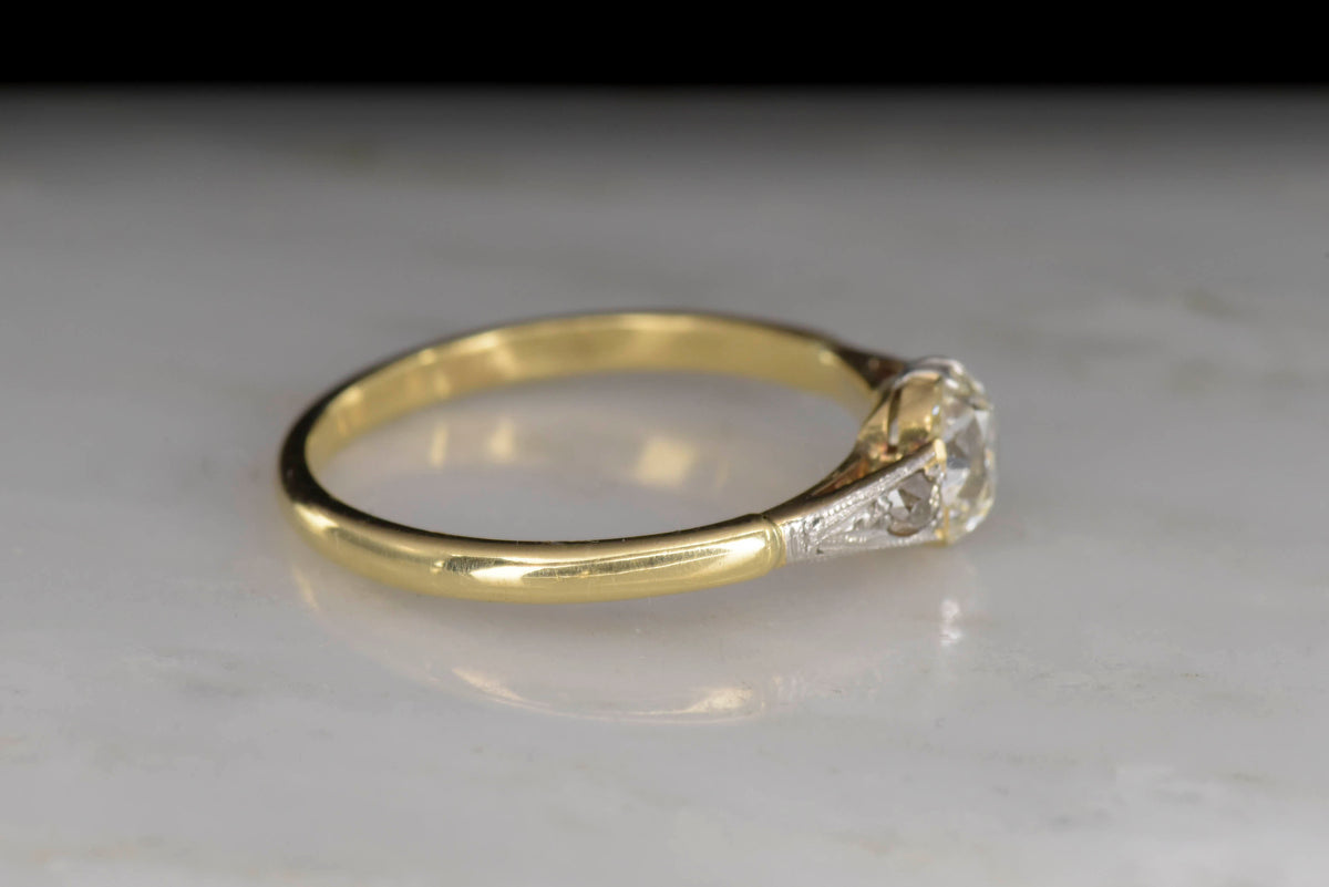 Late Victorian Old Mine Cut Engagement Ring With Cathedral Shoulders