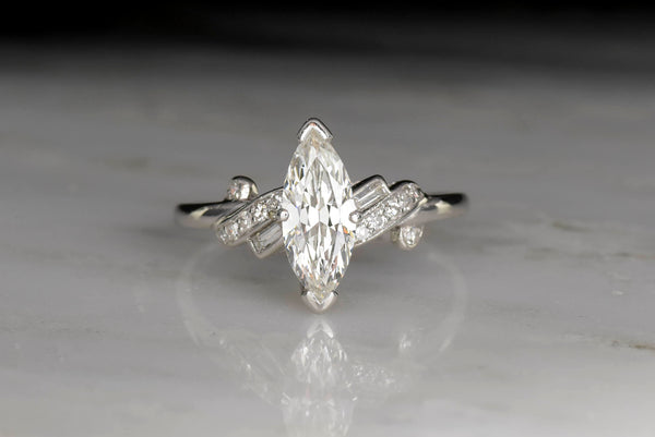 Vintage Engagement Ring: 1.03 Carat Marquise Cut Diamond (c. 1950s ...