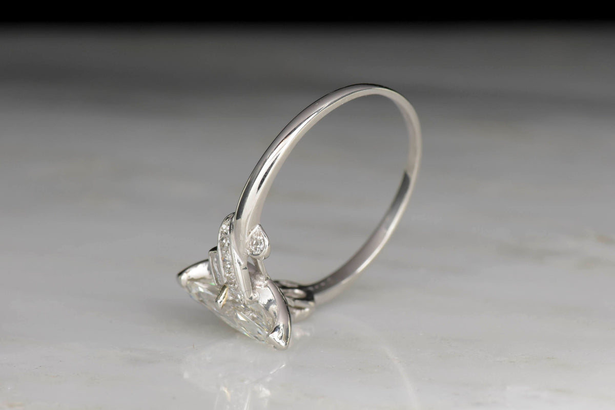 Vintage 1.03 Carat Marquise Cut Diamond and Platinum Engagement Ring