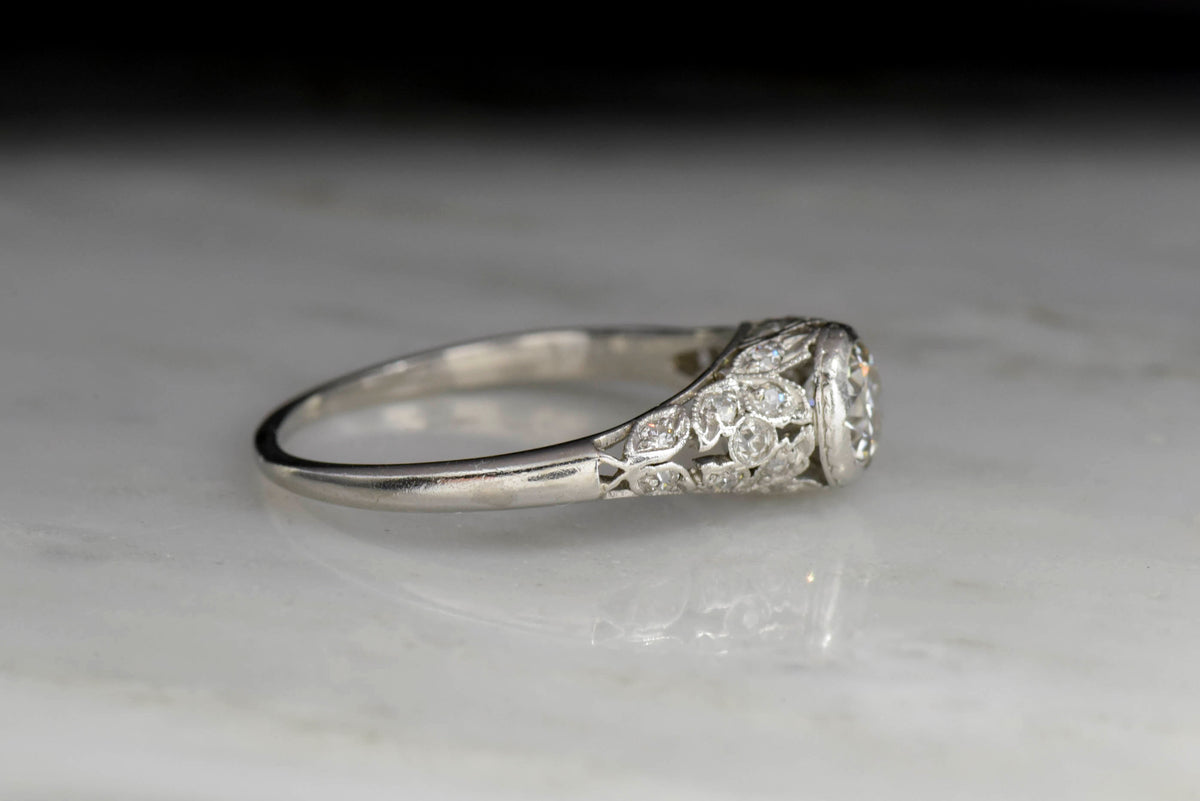 c. 1930s Bailey, Banks, &amp; Biddle Engagement Ring with a Bezel Set Diamond Center