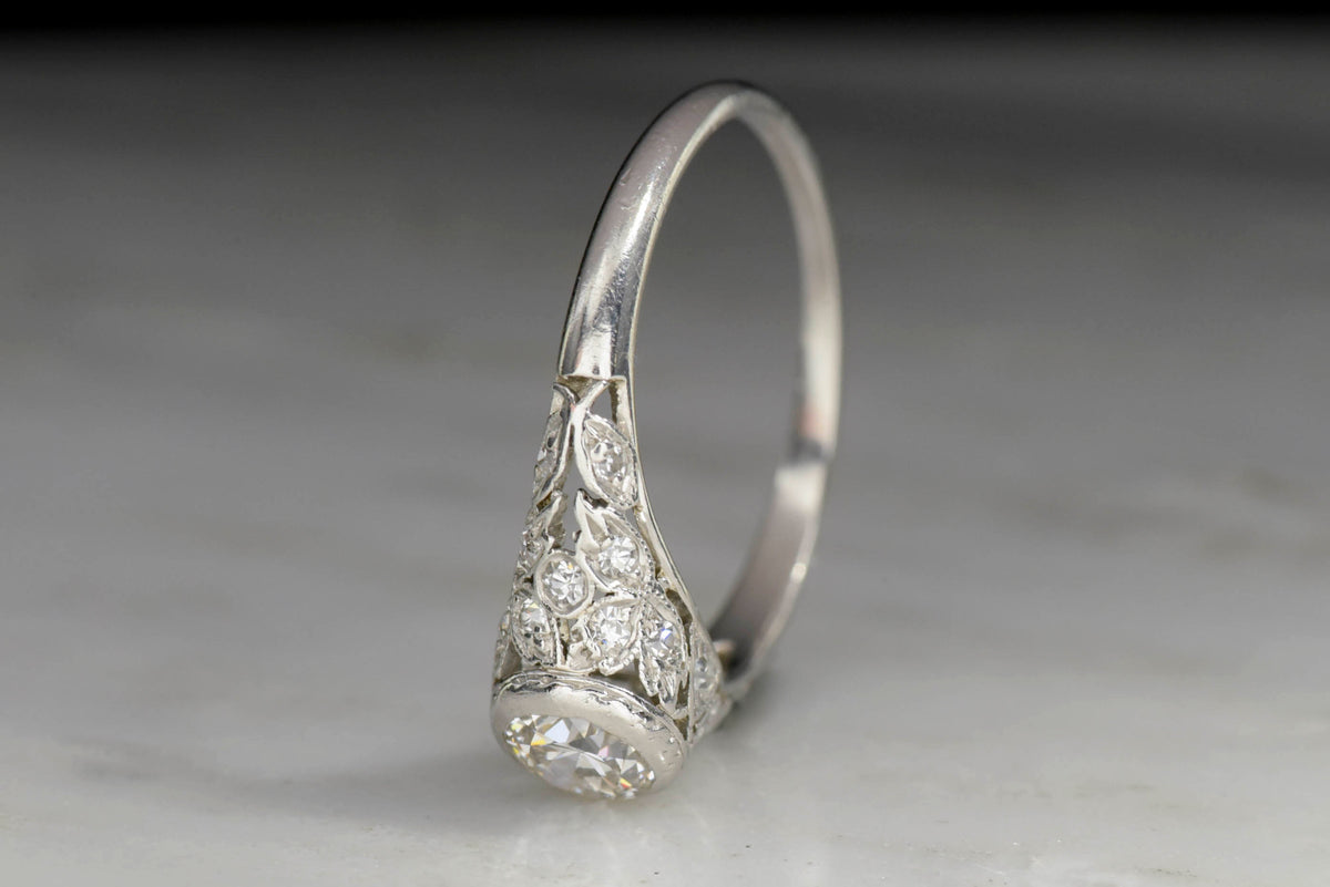 c. 1930s Bailey, Banks, &amp; Biddle Engagement Ring with a Bezel Set Diamond Center