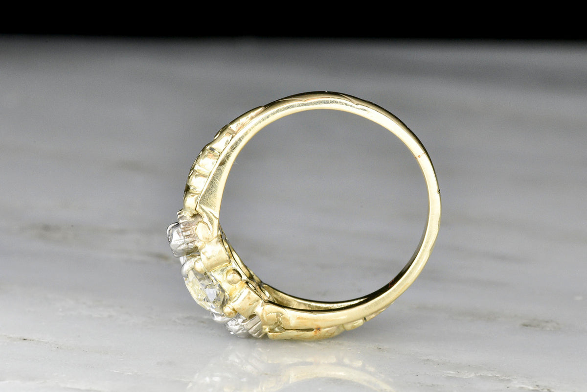 Victorian GIA .84 Carat Old European Cut Diamond Ring with Deep-Relief Shoulders