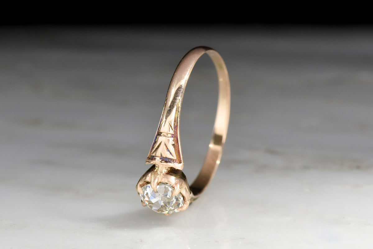 Victorian Rose Gold Buttercup Solitaire Engagement Ring