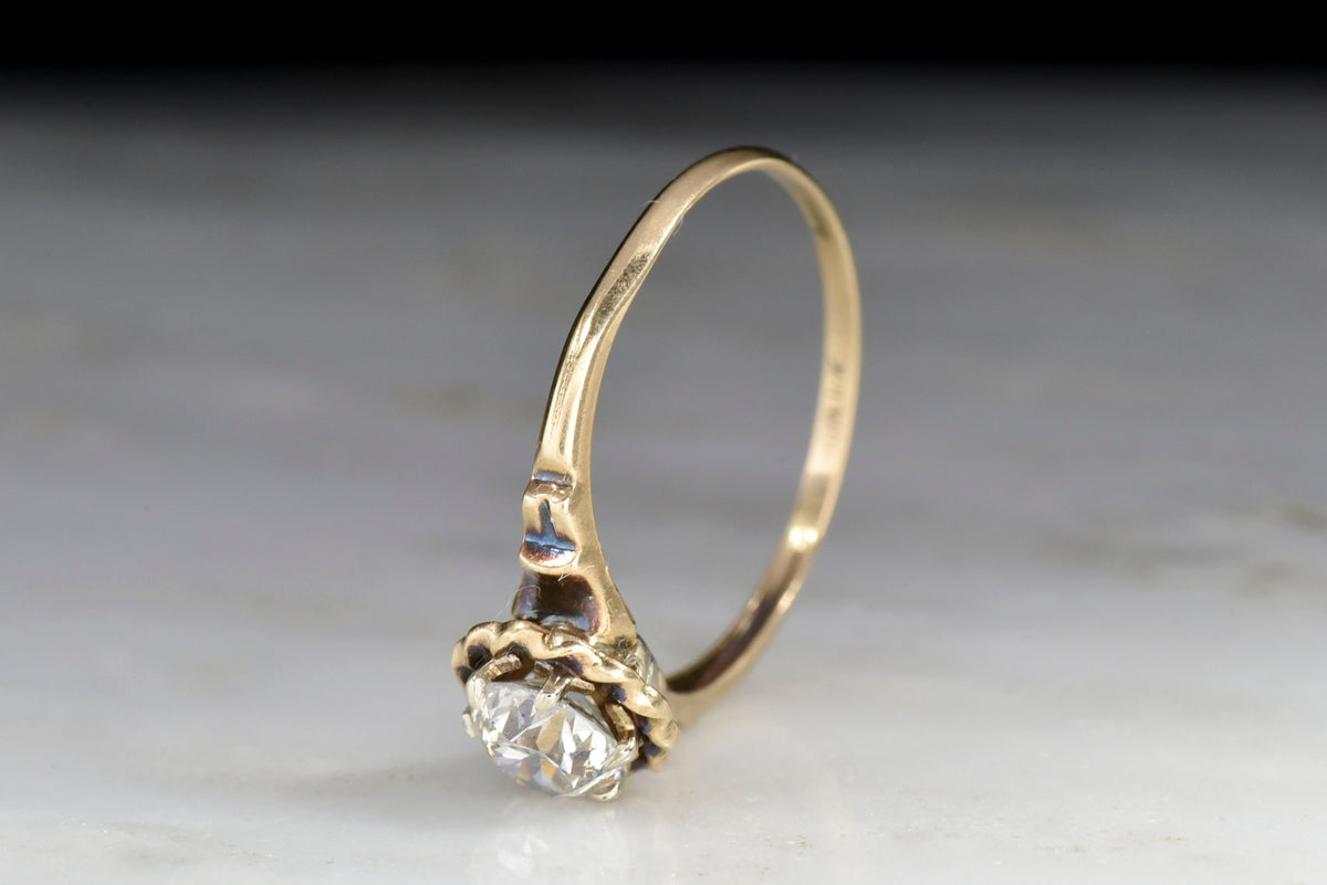 Victorian Revival Solitaire with a Twisted Wire Halo