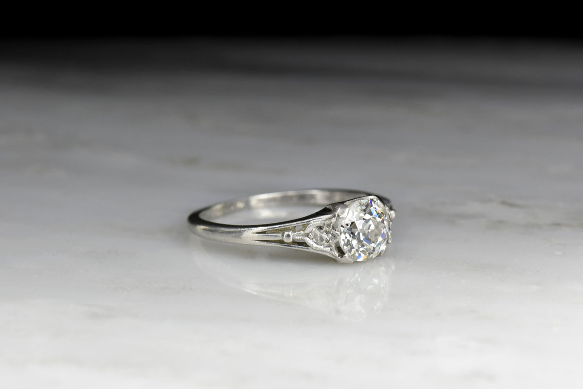 Art Deco/Retro Engagement Ring with Diamond Tulip Shoulders