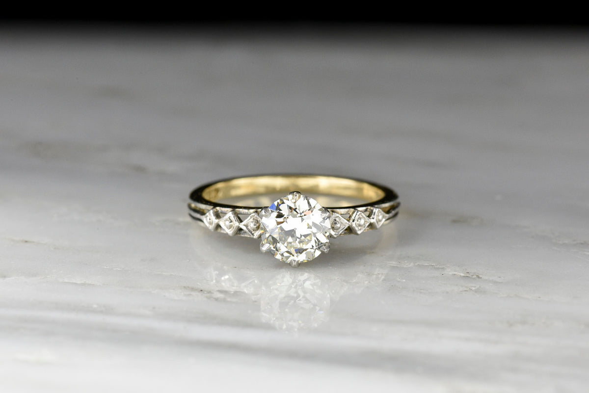 Mid-Century Six-Prong Solitaire with a GIA .93 Carat Old European Cut Diamond