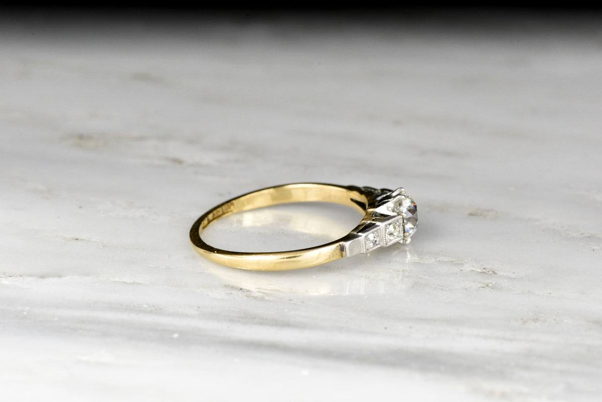 c. 1920s Gold and Platinum Cathedral Mount Diamond Ring