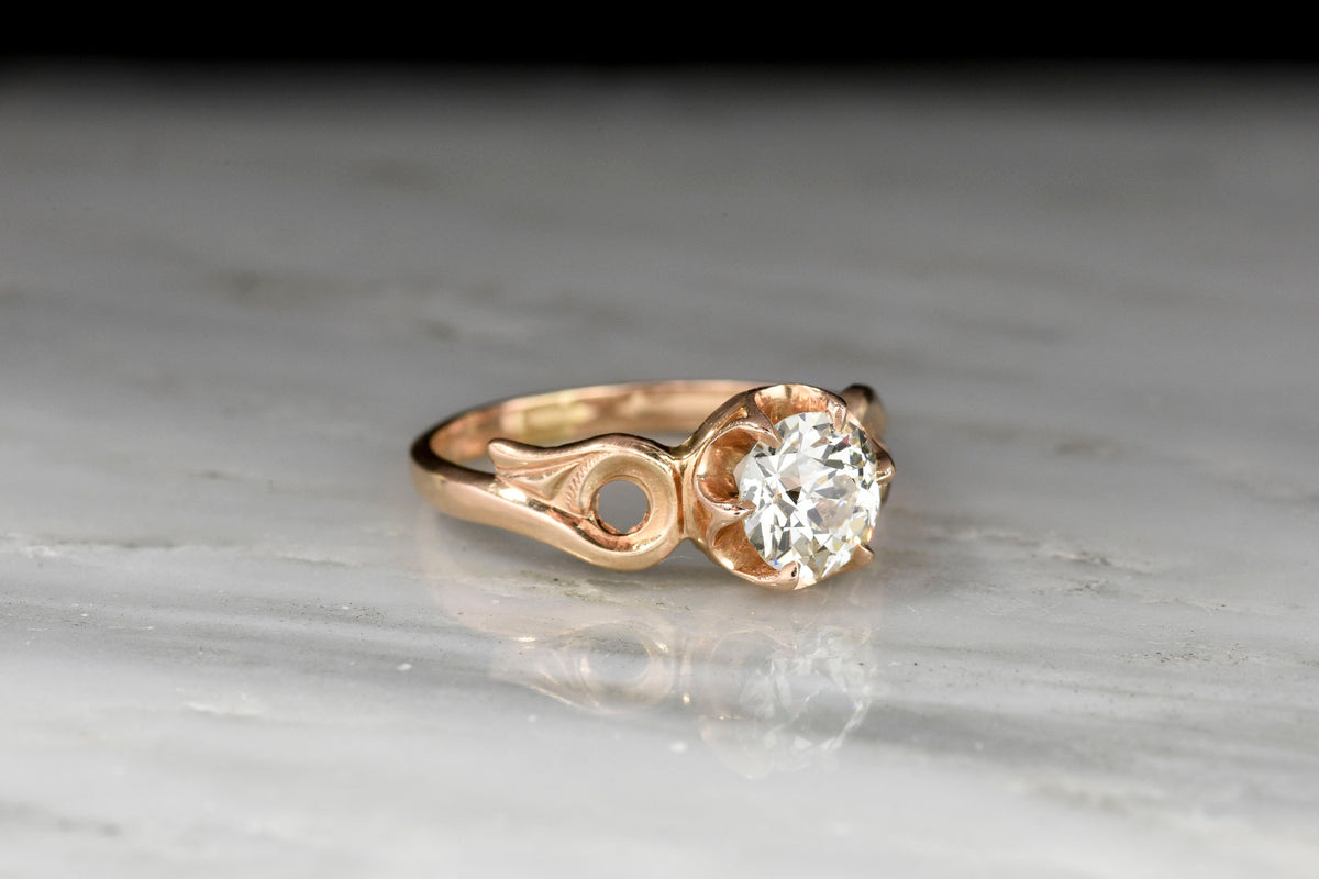 Victorian Revival Buttercup Ring with a GIA 1.46 Carat Old European Cut Diamond