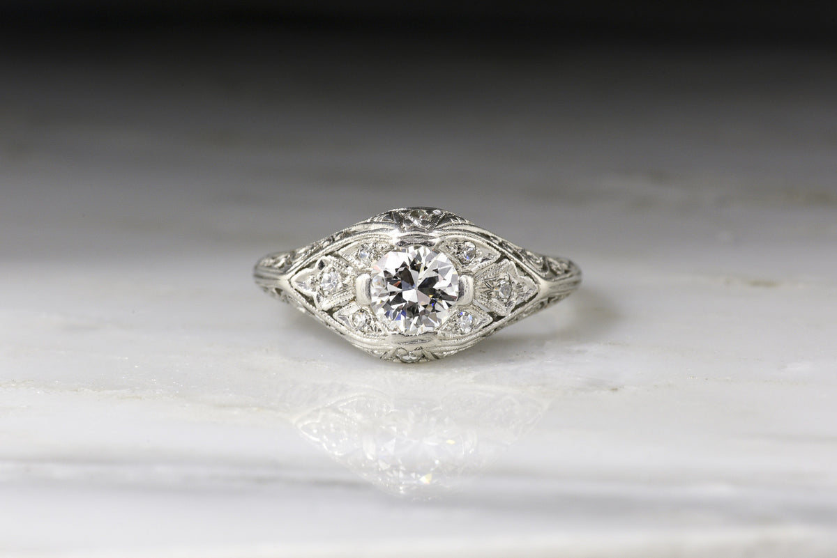 c. 1920s Edwardian Old European Cut Diamond Engagement Ring