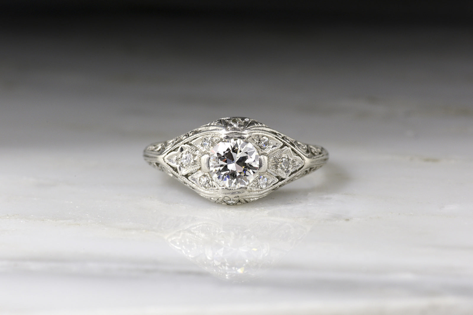 c. 1920s Edwardian Old European Cut Diamond Engagement Ring