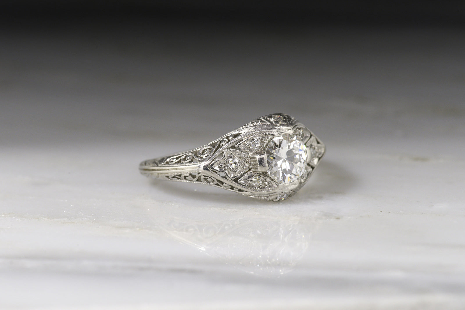 c. 1920s Edwardian Old European Cut Diamond Engagement Ring