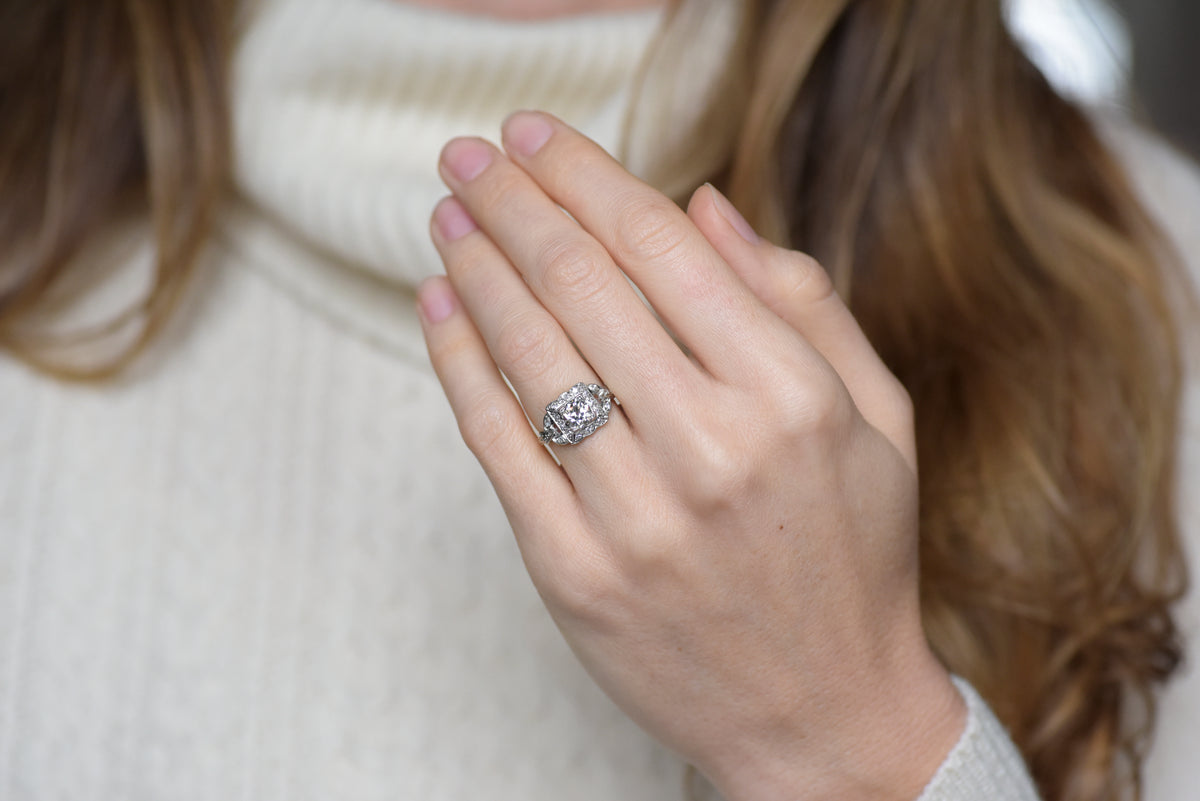 Vintage Engagement Ring: Edwardian, Art Deco Ring with GIA Old European Diamond