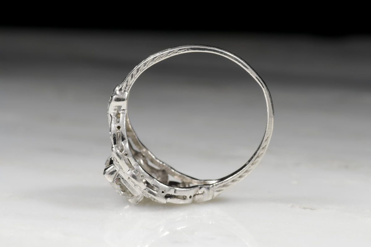 Vintage Engagement Ring: Edwardian, Art Deco Ring with GIA Old European Diamond
