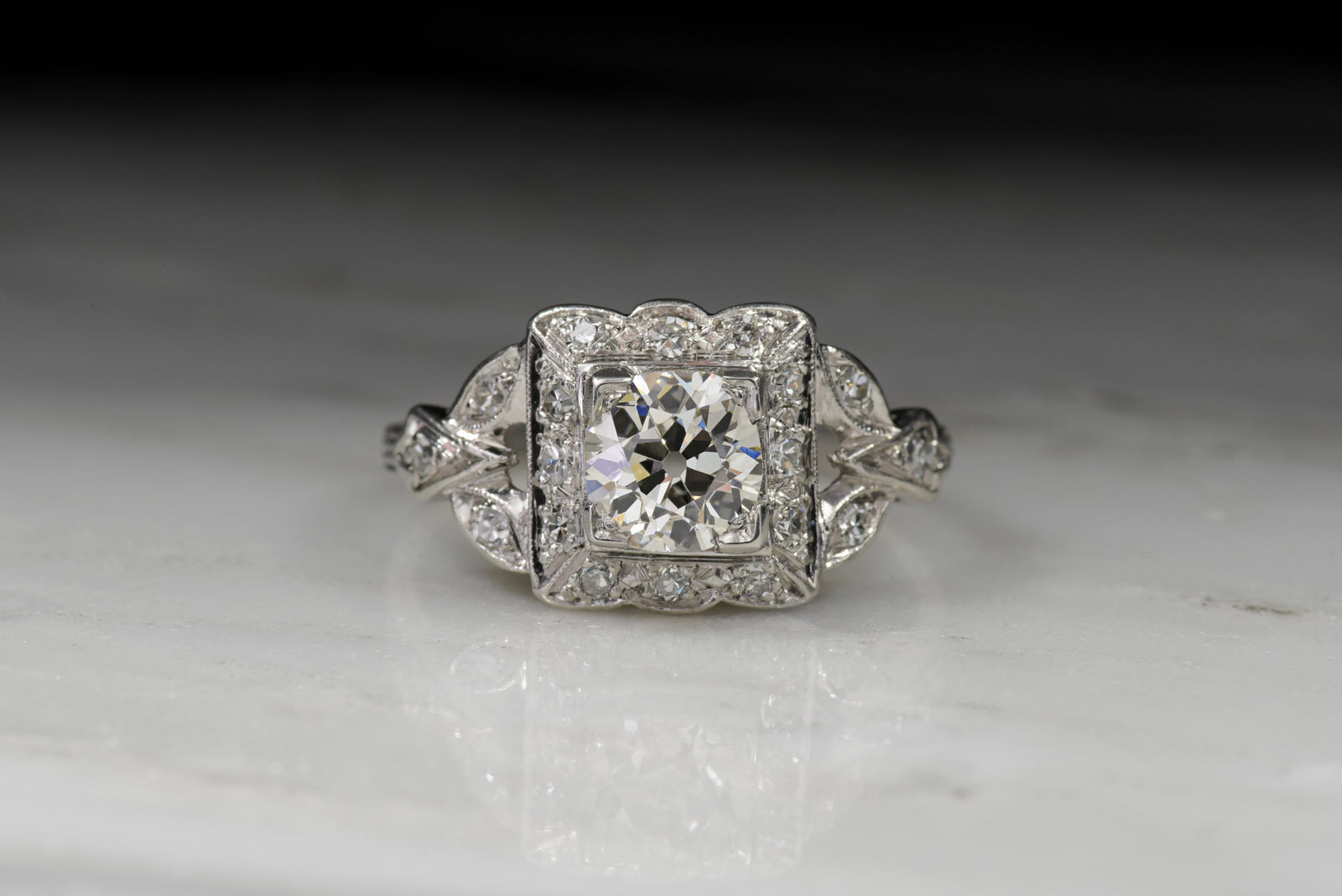 Vintage Engagement Ring: Edwardian, Art Deco Ring with GIA Old European Diamond