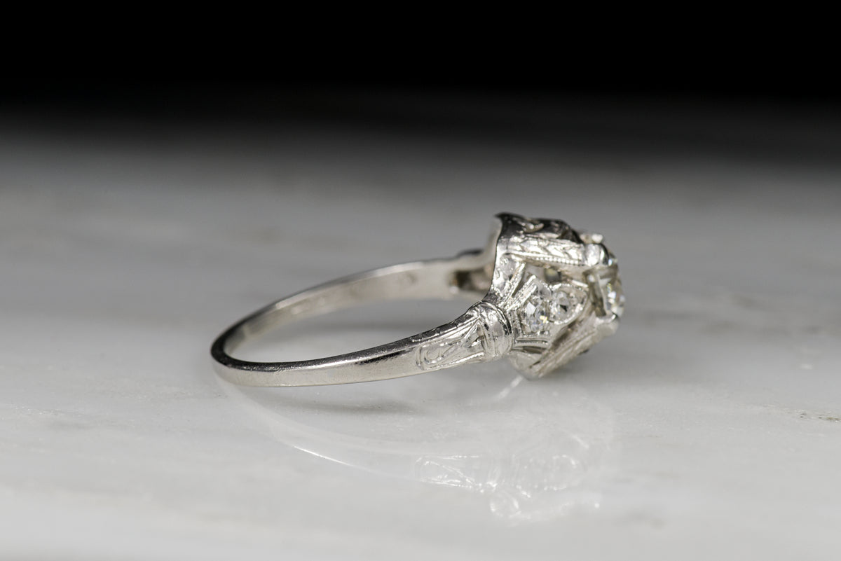 Edwardian .75 Carat Old European Cut Diamond Engagement Ring