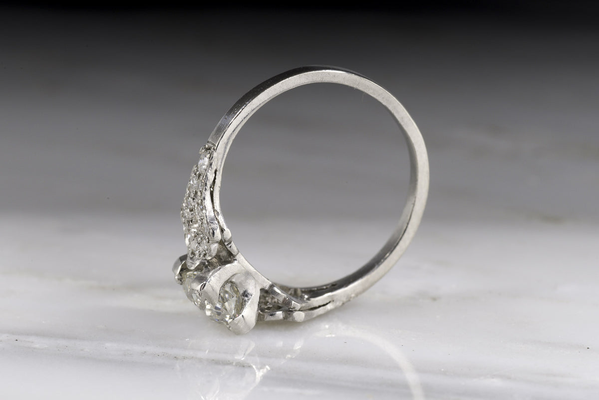 c. 1920s-1930s Edwardian / Art Deco Old Mine Cut Diamond Engagement Ring