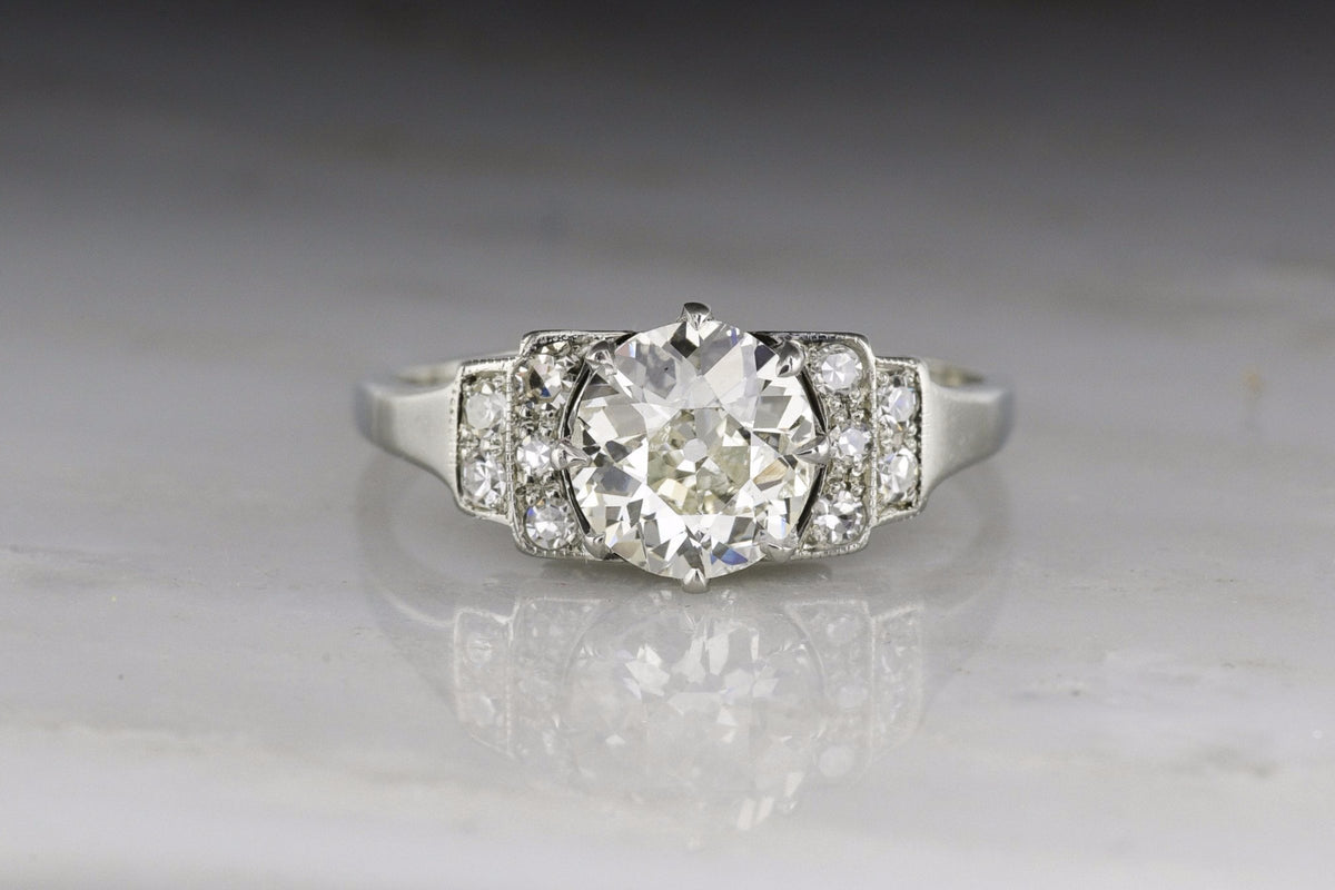Vintage Art Deco 1.30 Carat Old European Cut Diamond Engagement Ring